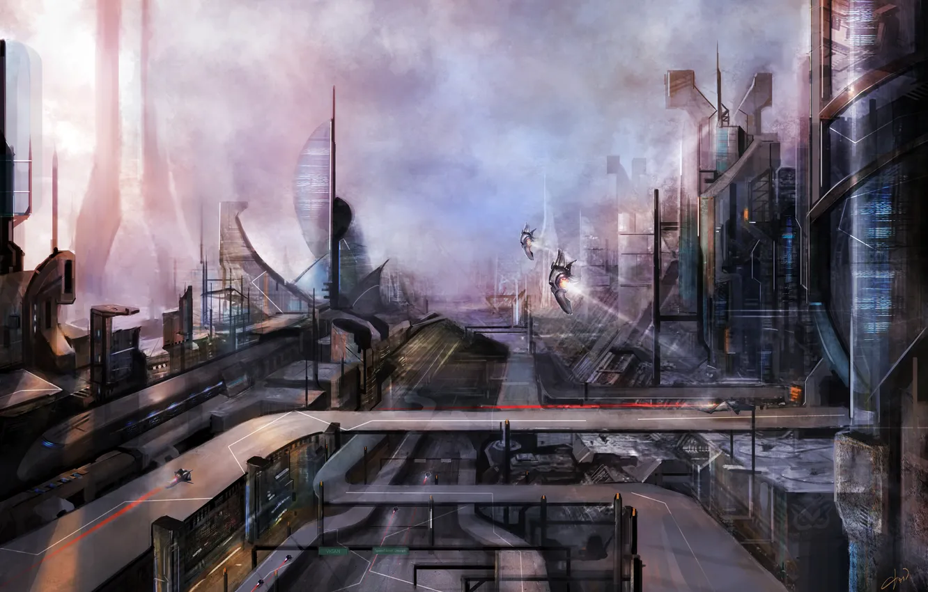Photo wallpaper the city, future, fiction, art, by cloudminedesign, environment 2036