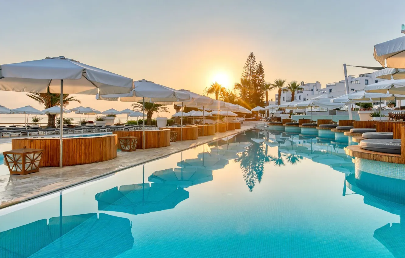 Photo wallpaper umbrella, pool, the hotel, Cyprus, Paphos, The King Jason Protaras