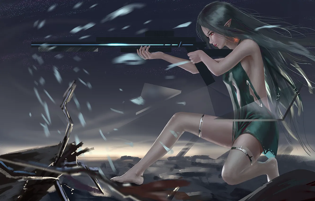 Photo wallpaper girl, weapons, the gun