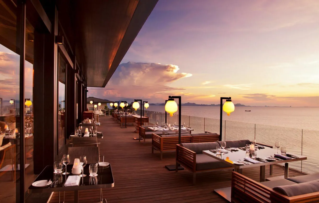 Photo wallpaper style, interior, restaurant, terrace