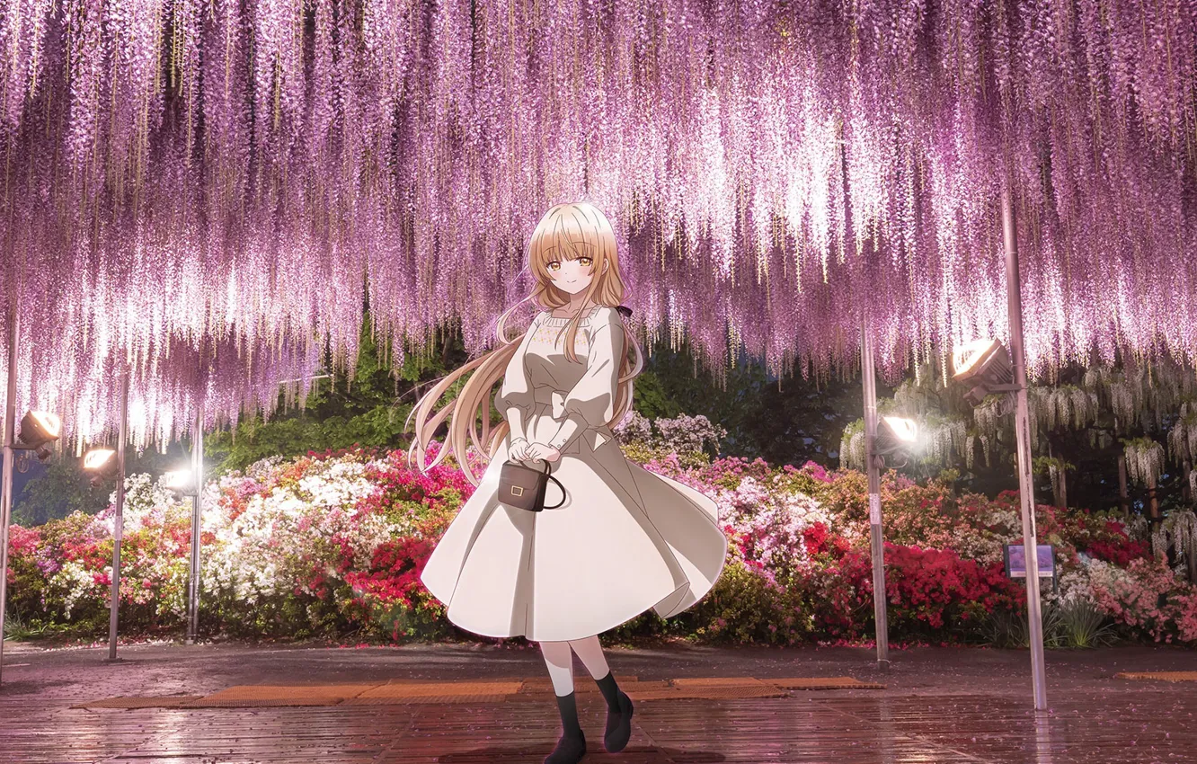 Photo wallpaper girl, the evening, Wisteria, Otonari no Tenshi-sama ni Itsunomanika Dame Ningen, Mahiru Shiina