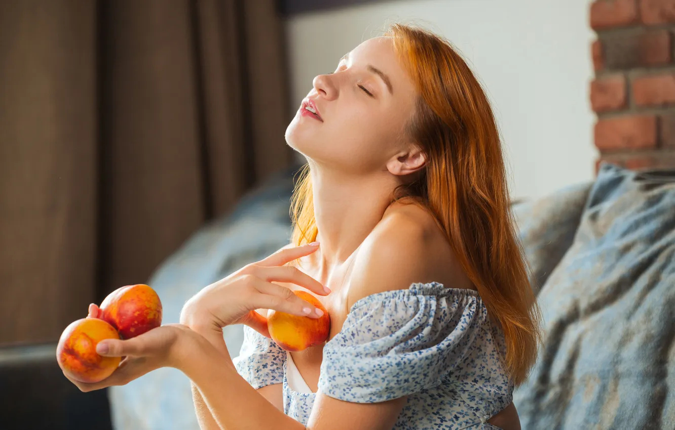 Photo wallpaper long hair, model, redhead, gorgeous, posing, peaches, beautiful face, Photoshoot