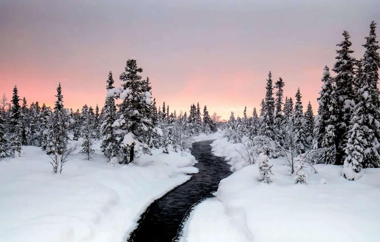 Photo wallpaper winter, landscape, nature, river