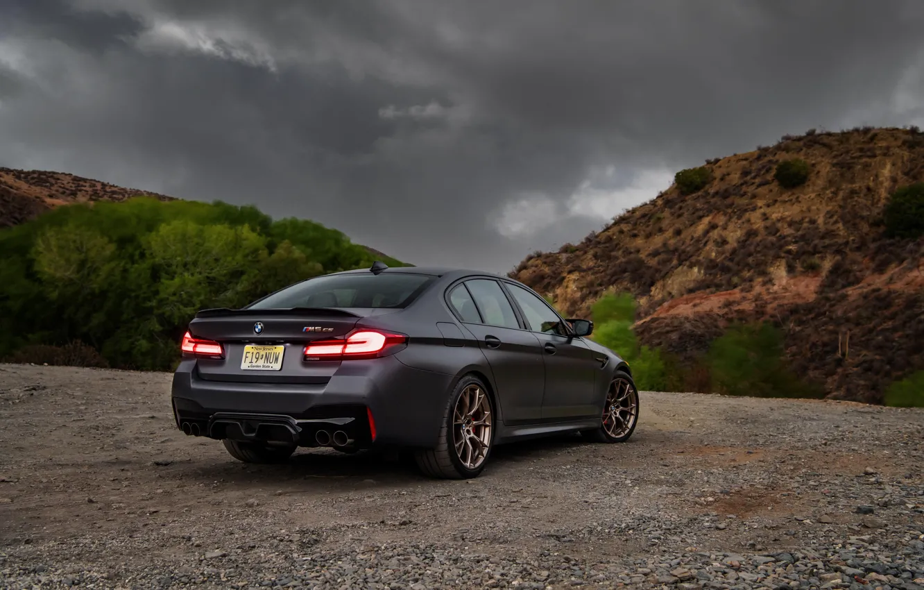 Photo wallpaper BMW, rear view, M5, F90, taillights, BMW M5 CS