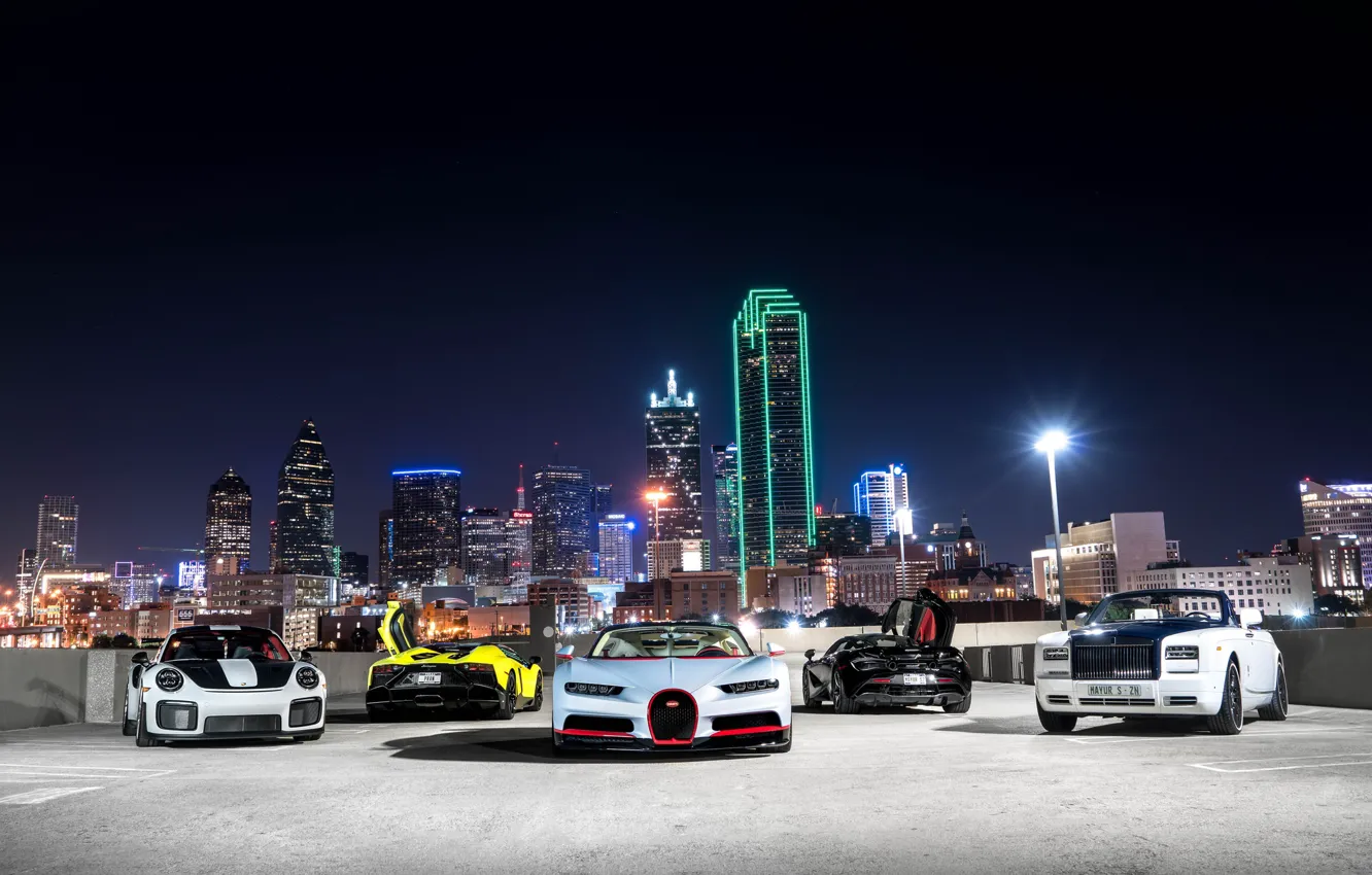 Photo wallpaper Lamborghini, Porsche, Bugatti, Rolls Royce, Ghost, GT3, Aventador, McLaren 570S