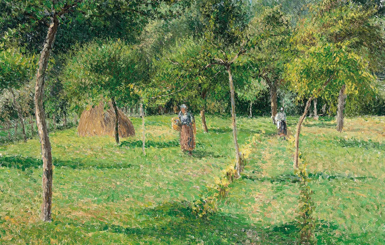 Photo wallpaper landscape, picture, Camille Pissarro, The garden in Eragny
