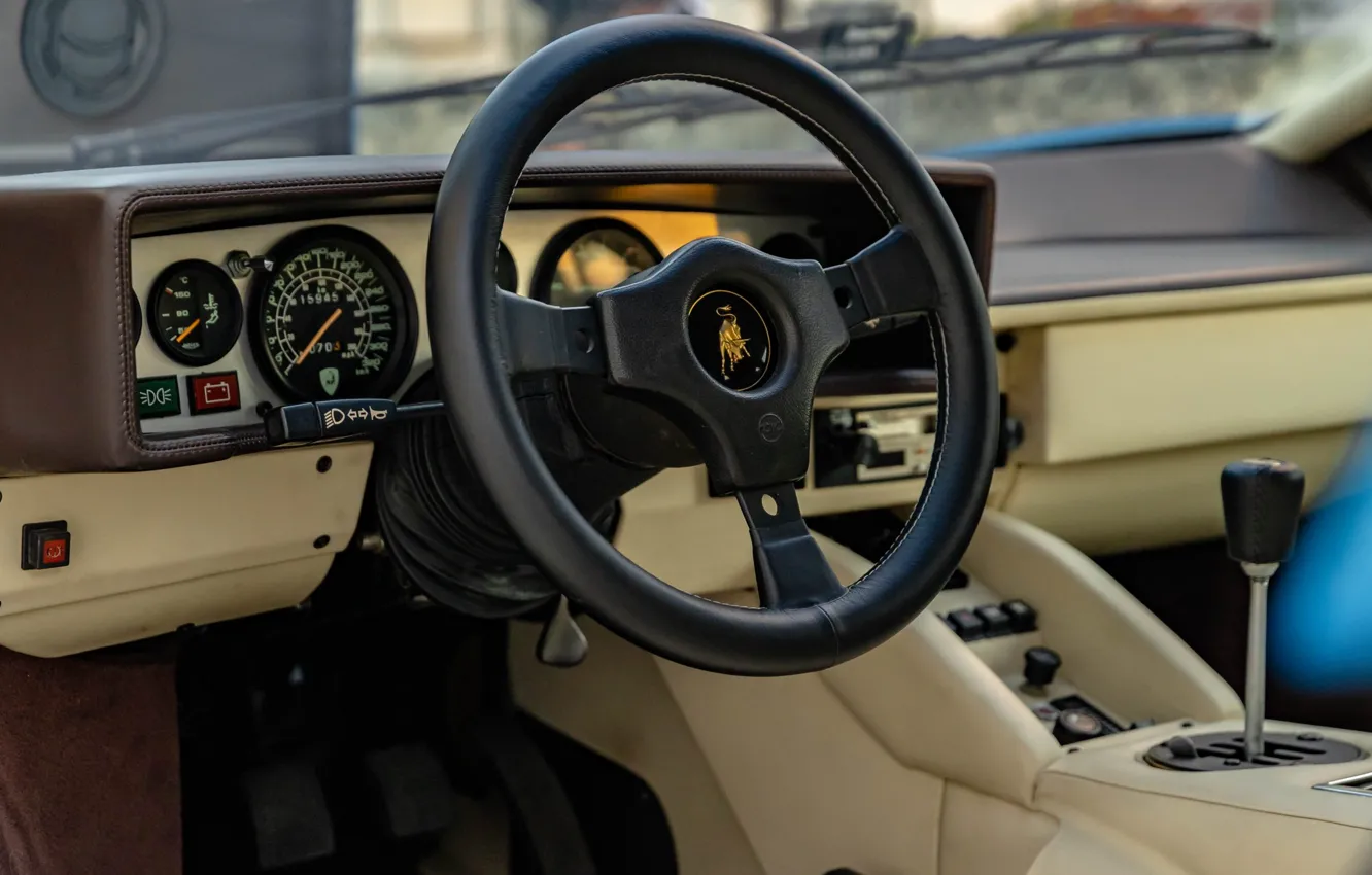 Photo wallpaper Lamborghini, Countach, torpedo, the interior of the car, LP5000 S, Lamborghini Countach LP500 S