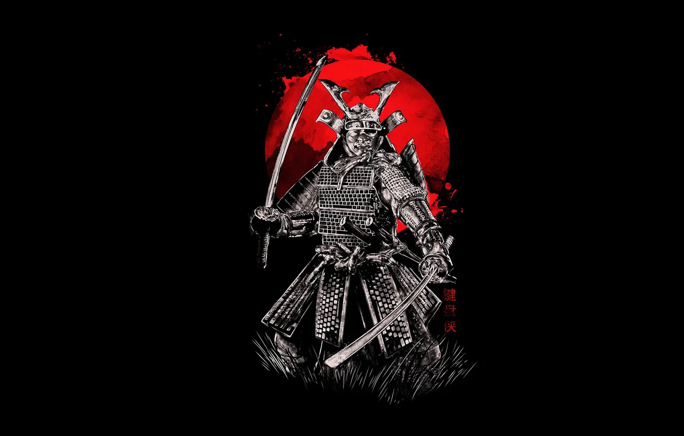 Photo wallpaper blood, armor, samurai, swords