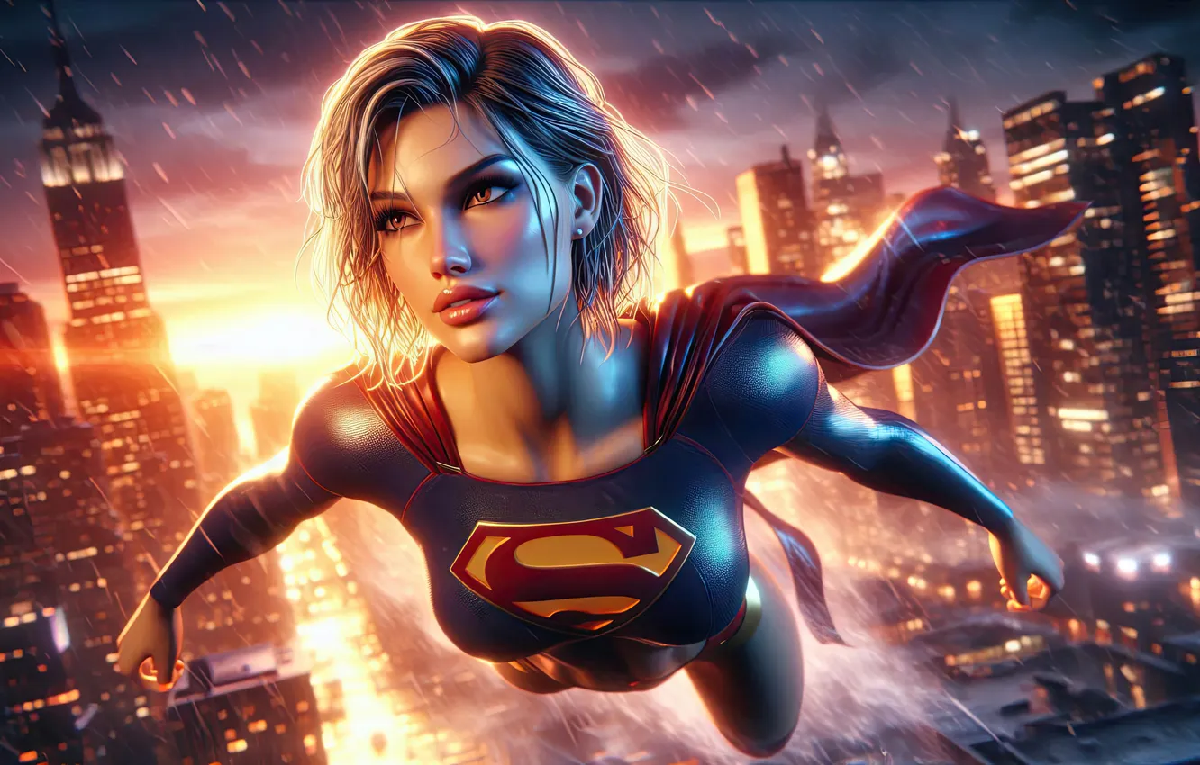 Photo wallpaper sky, strength, Supergirl