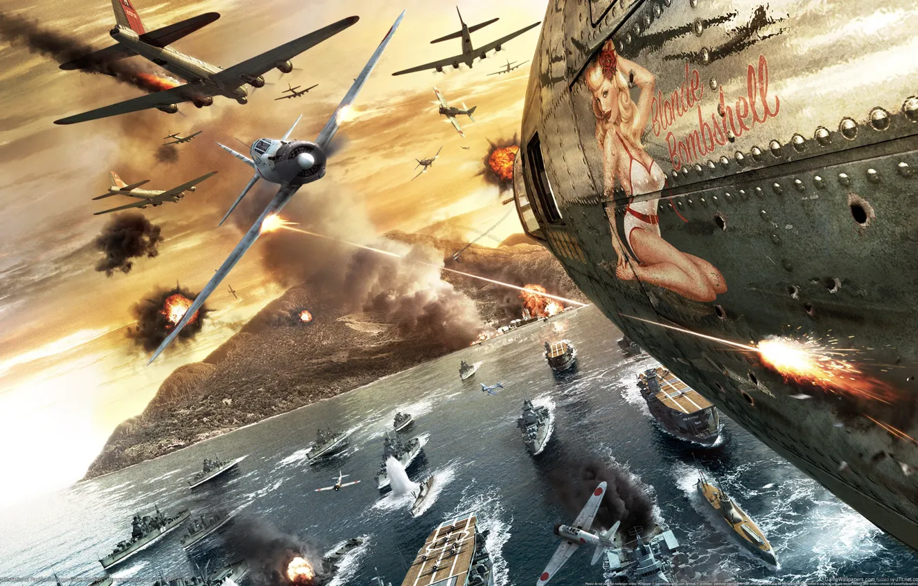 Photo wallpaper girl, war, battle, the plane