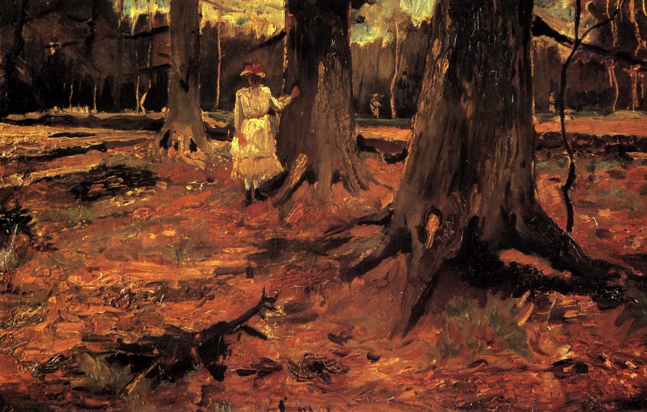 Photo wallpaper Vincent van Gogh, in the Woods, Girl in White
