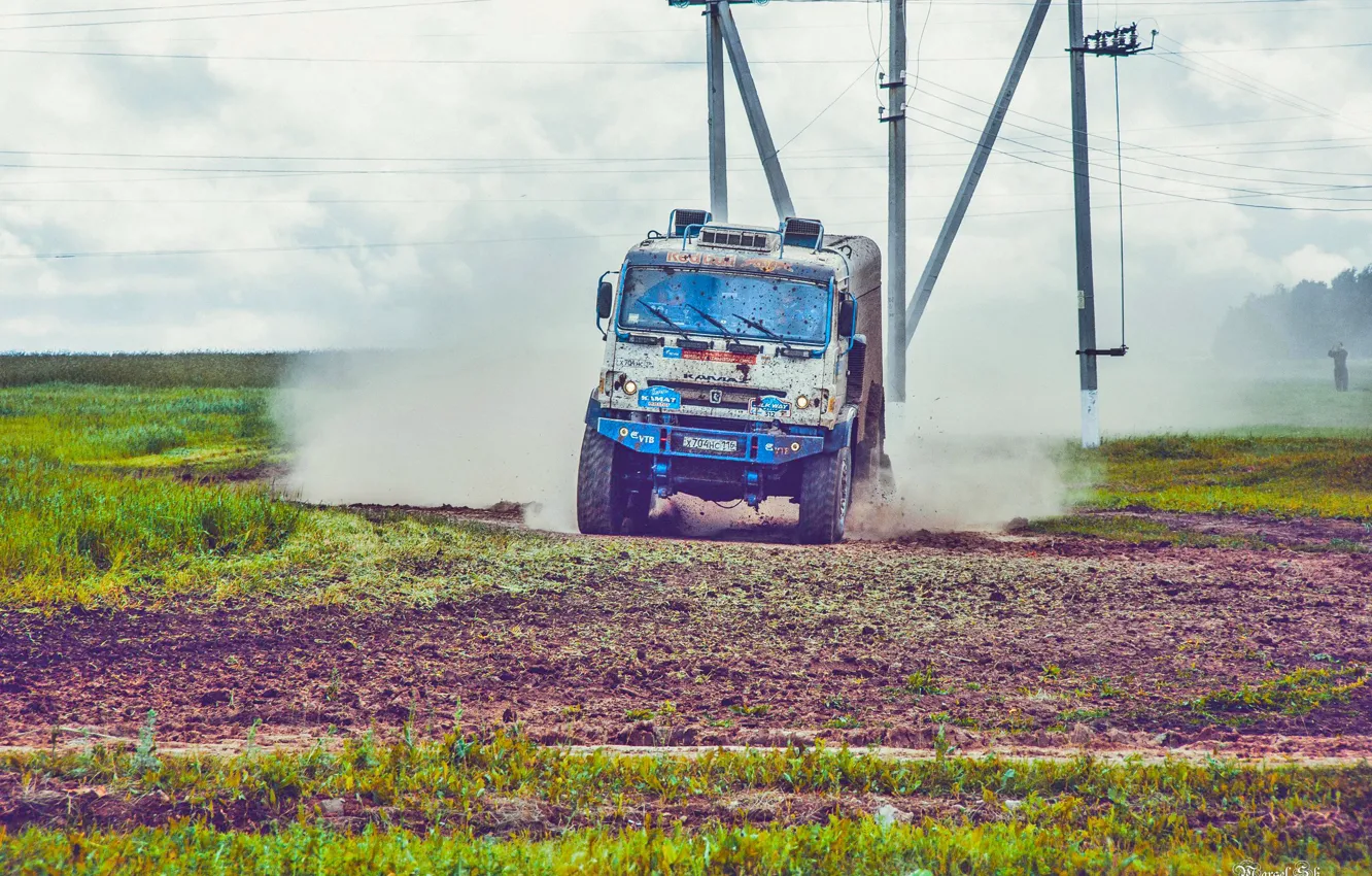 Photo wallpaper The sky, Nature, Dust, Sport, Speed, Truck, Race, Master