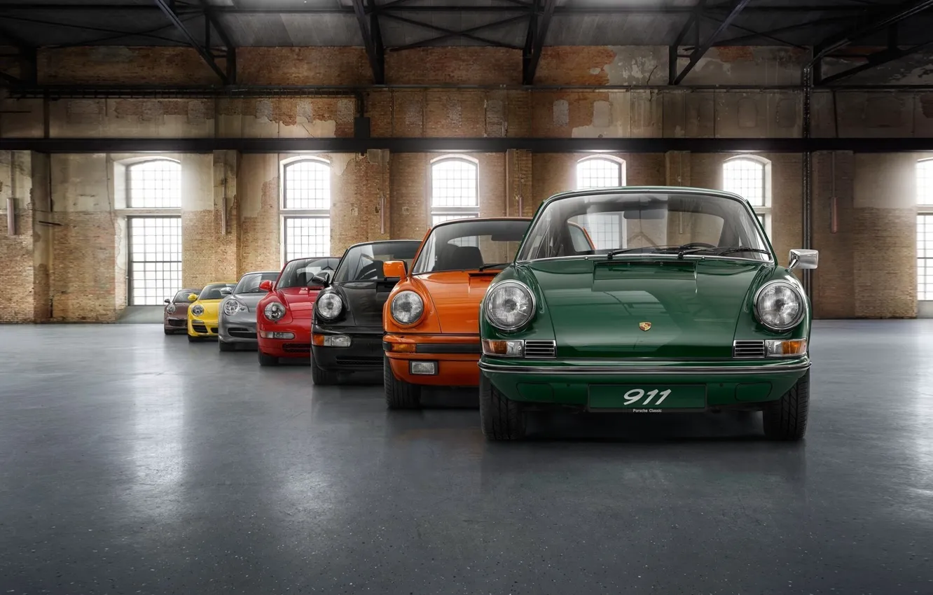 Photo wallpaper colorful, Porsche, vintage, cars, Porsche 911, evolution, color, loft