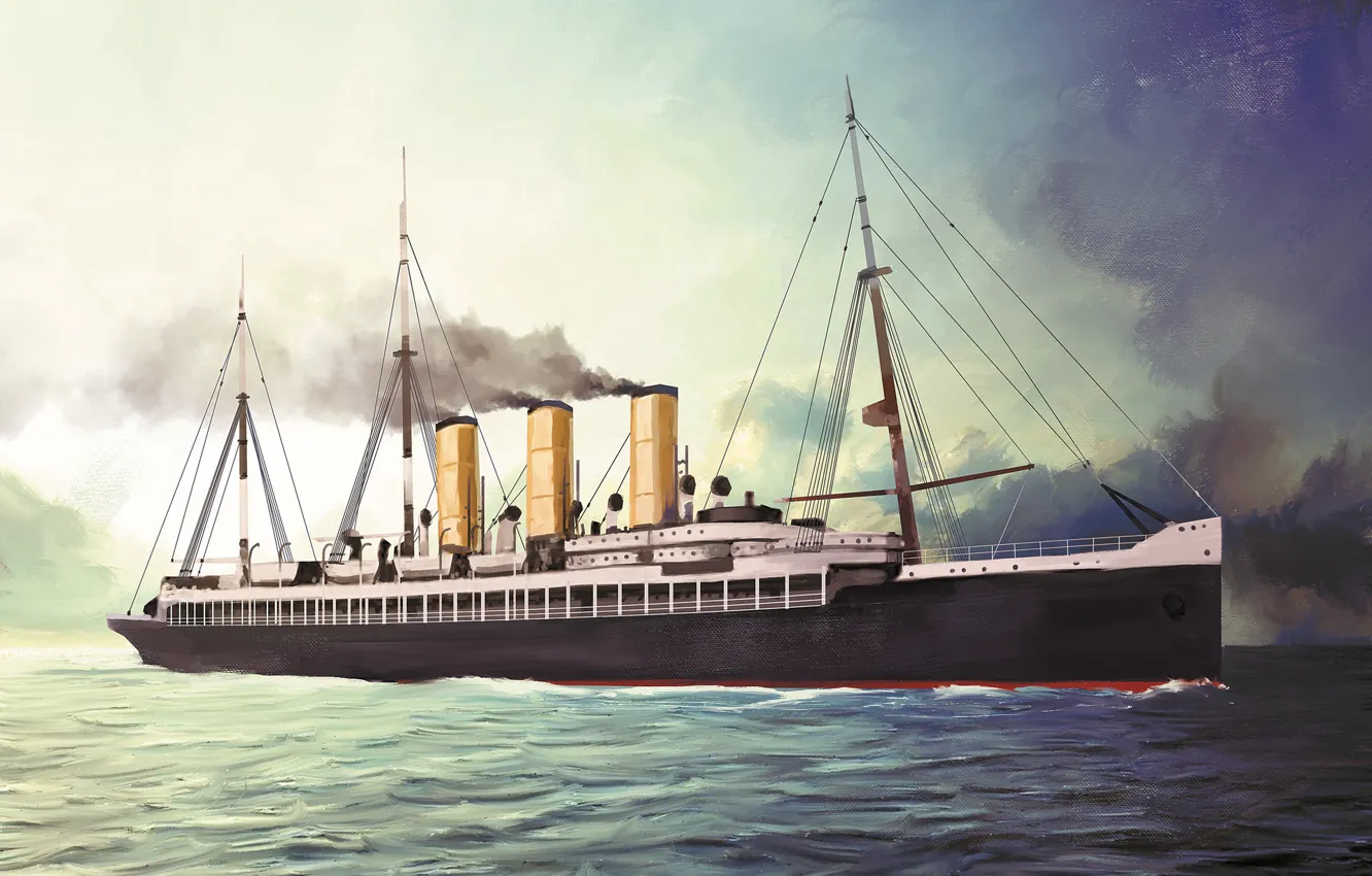 Photo wallpaper wave, ship, Transatlantic Ships, furst bismarck