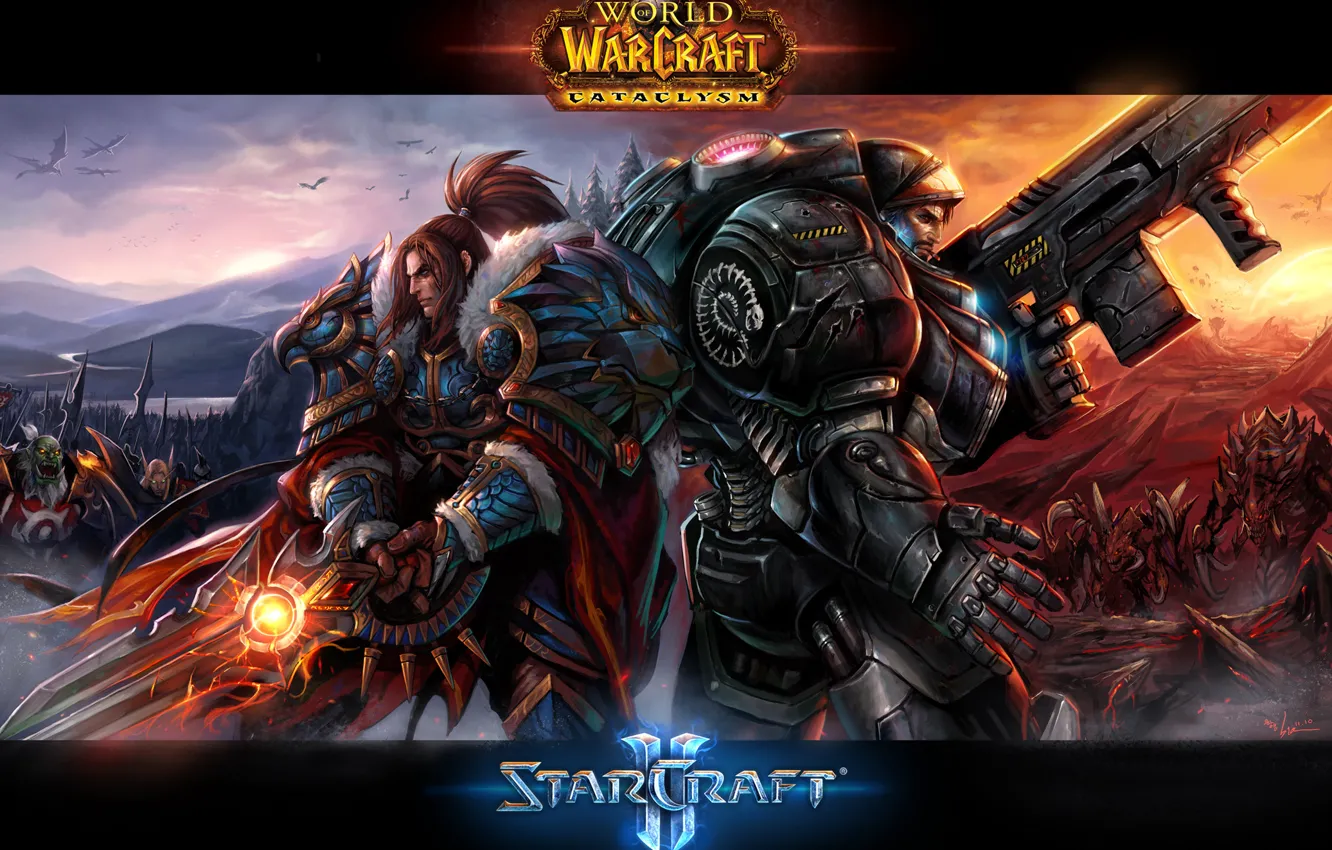 Photo wallpaper warrior, starcraft, World of Warcraft, Marines