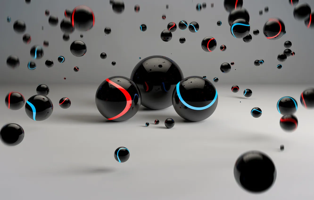 Photo wallpaper reflection, balls, graphics