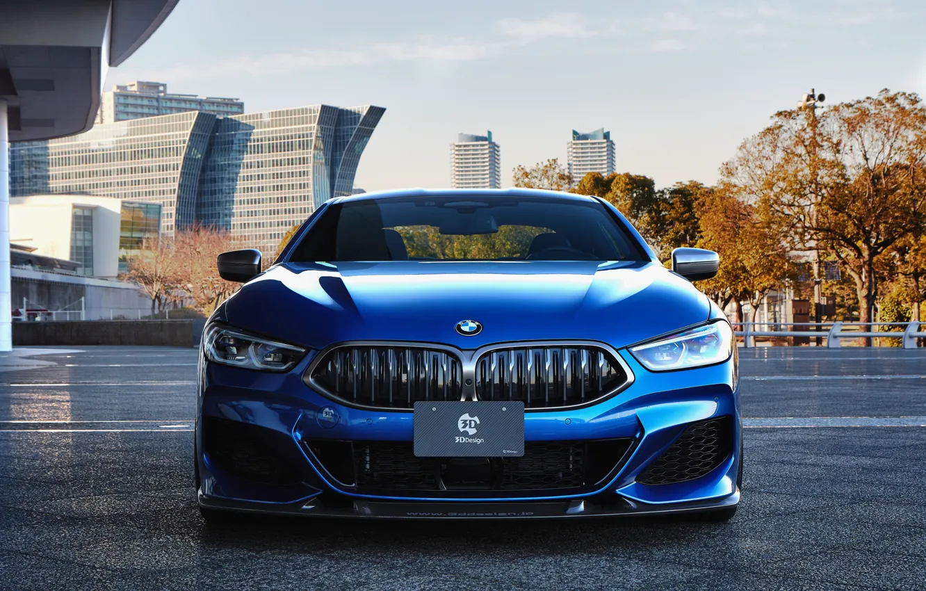 Photo wallpaper BMW, City, Light, Blue, Front, Coupe, xDrive, Face