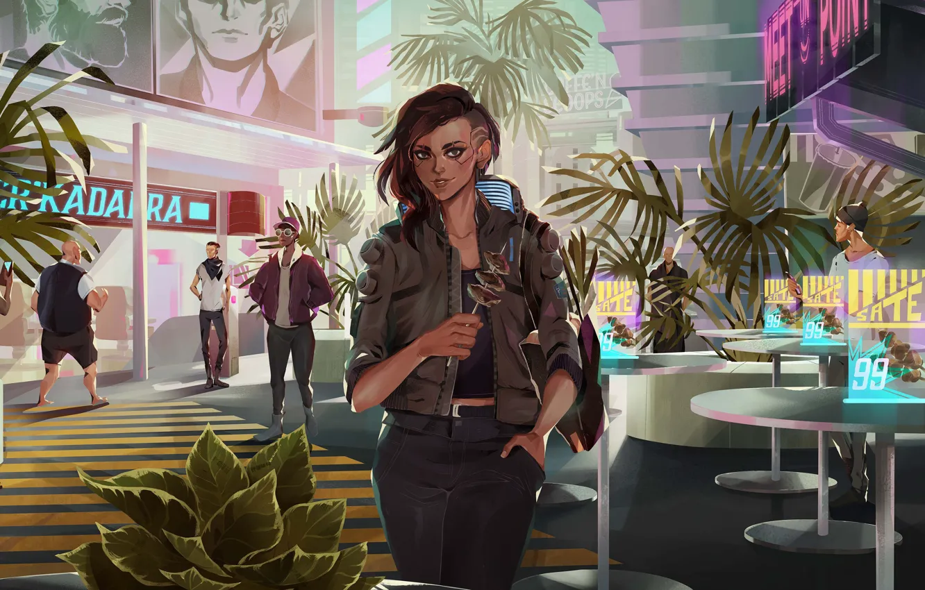 Photo wallpaper future, the game, plants, technology, future, cafe, game, character