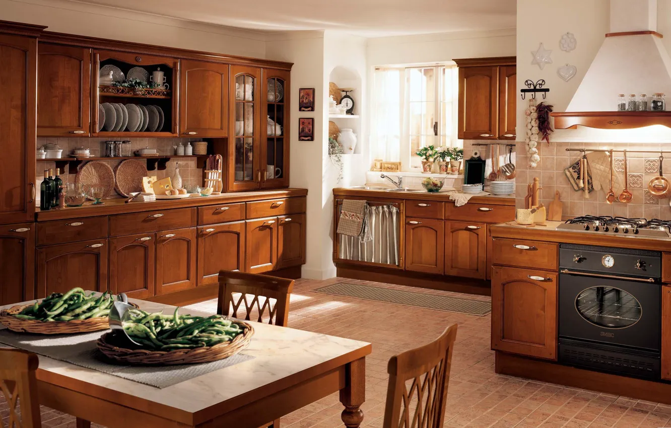 Photo wallpaper style, room, Villa, interior, kitchen