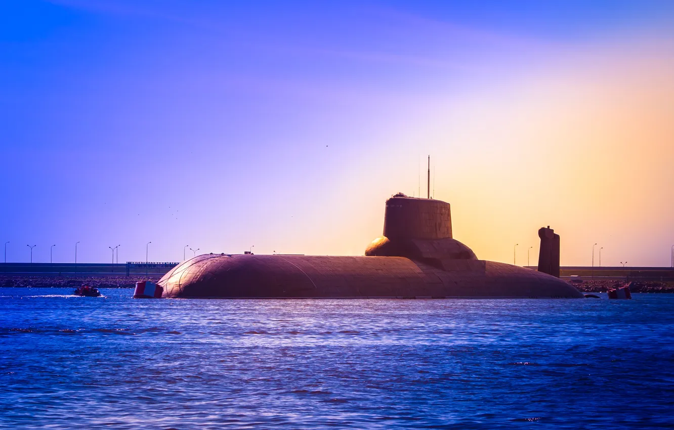 Photo wallpaper storm, sea, ship, steel, submarine, Russian Navy, russian submarine