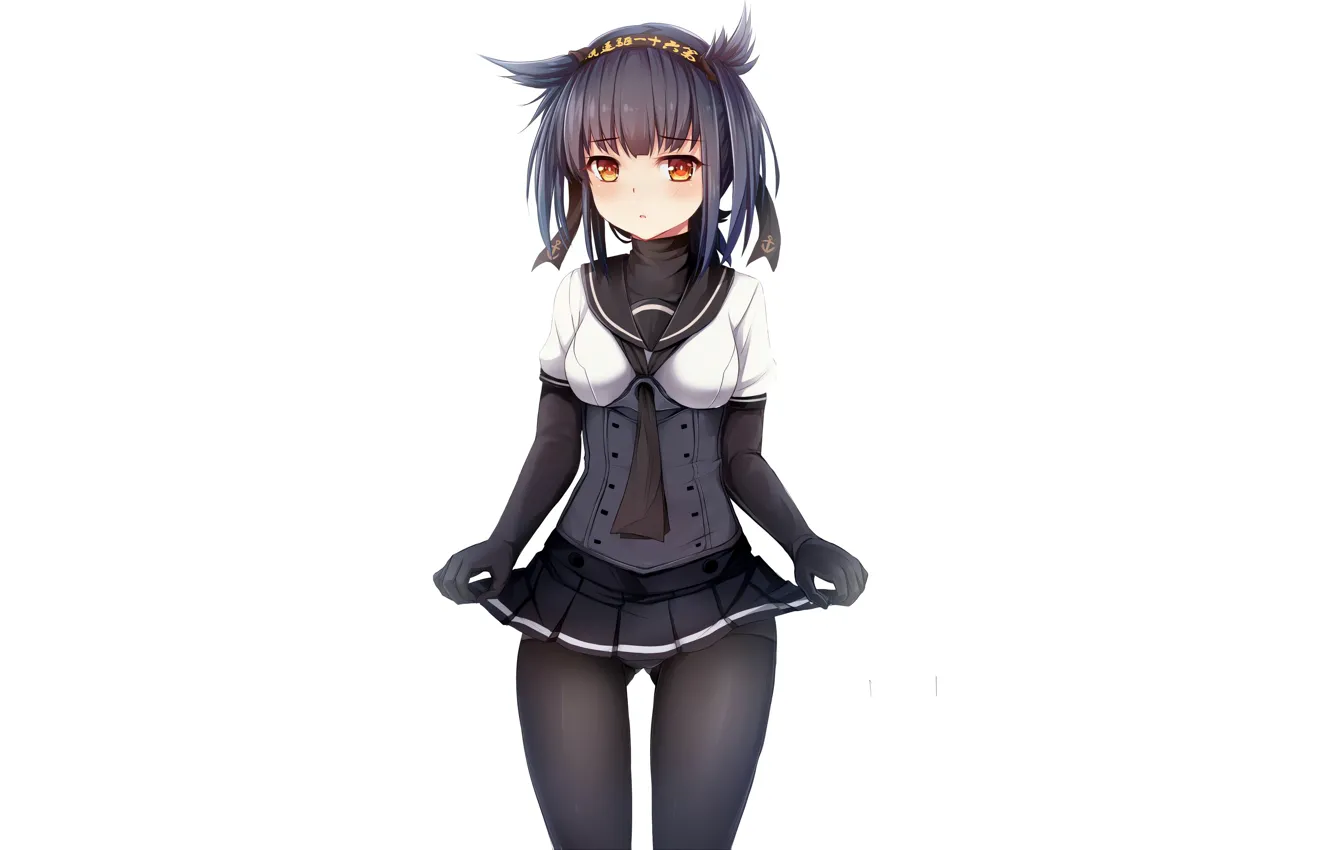 Photo wallpaper girl, sexy, school uniform, anime, beautiful, short hair, pretty, attractive