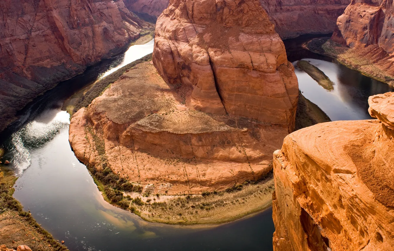 Photo wallpaper river, rocks, height, canyon, USA, The Grand Canyon