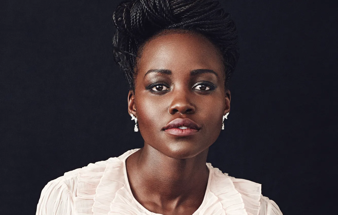 Photo wallpaper look, face, black, beauty, actress, lips, Afro, Lupita Nyong'o