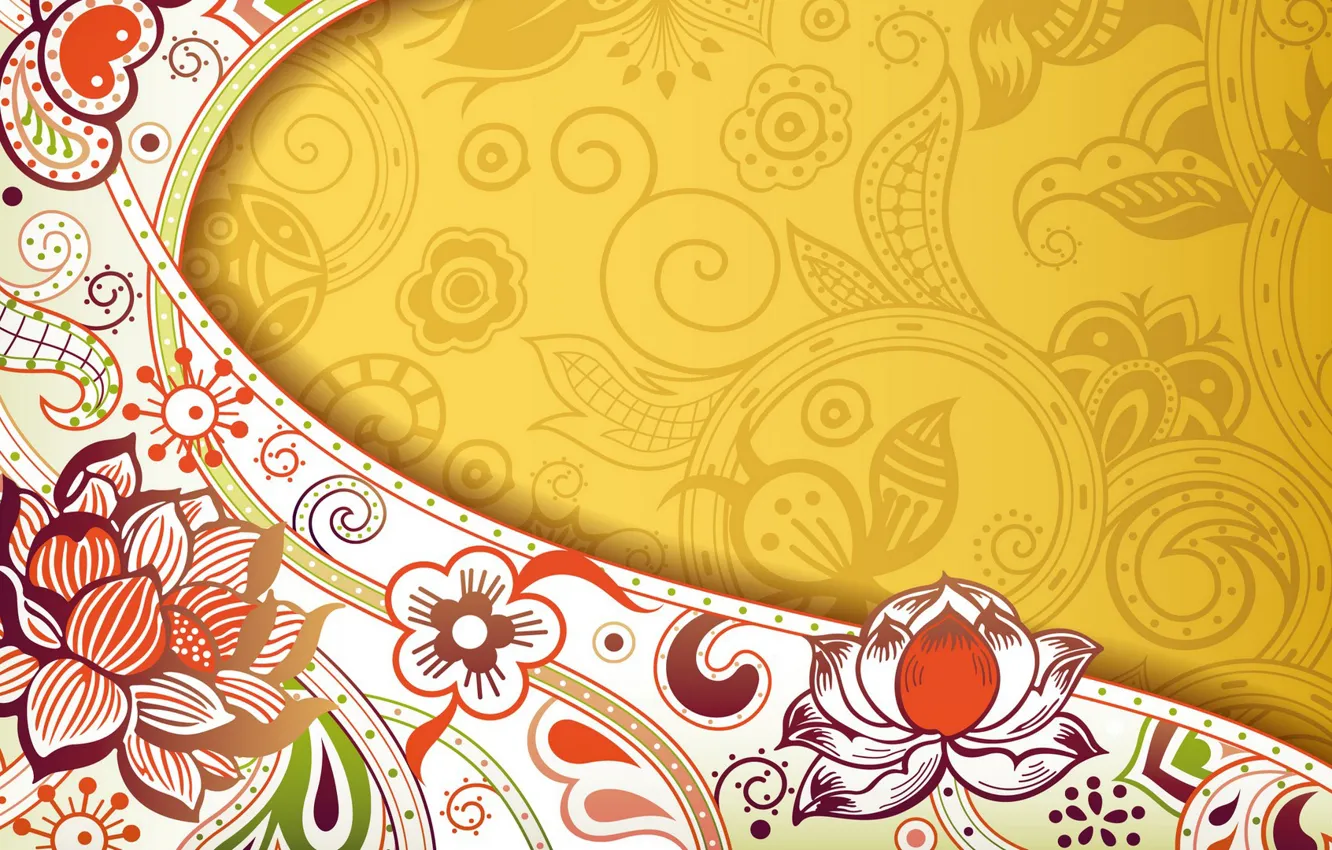 Photo wallpaper flowers, minimalism, folk