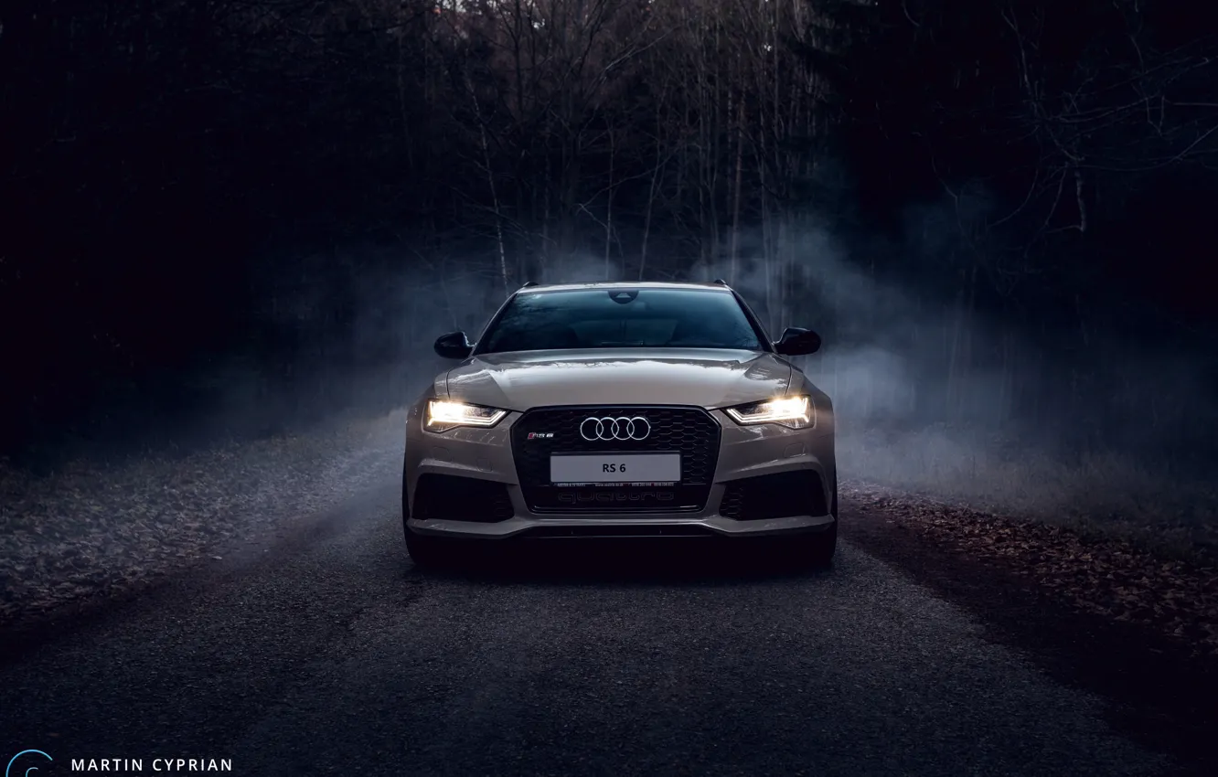 Photo wallpaper audi, night, rs6