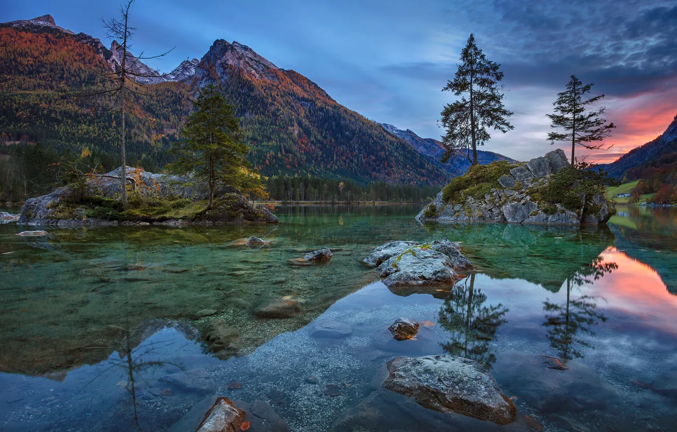 Photo wallpaper mountains, lake, Germany, Bayern, Hintersee