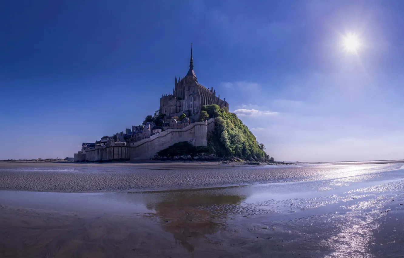 Photo wallpaper France, Mont-Saint-Michel, UNESCO, world heritage, the island fortress of, The mont Saint Michel
