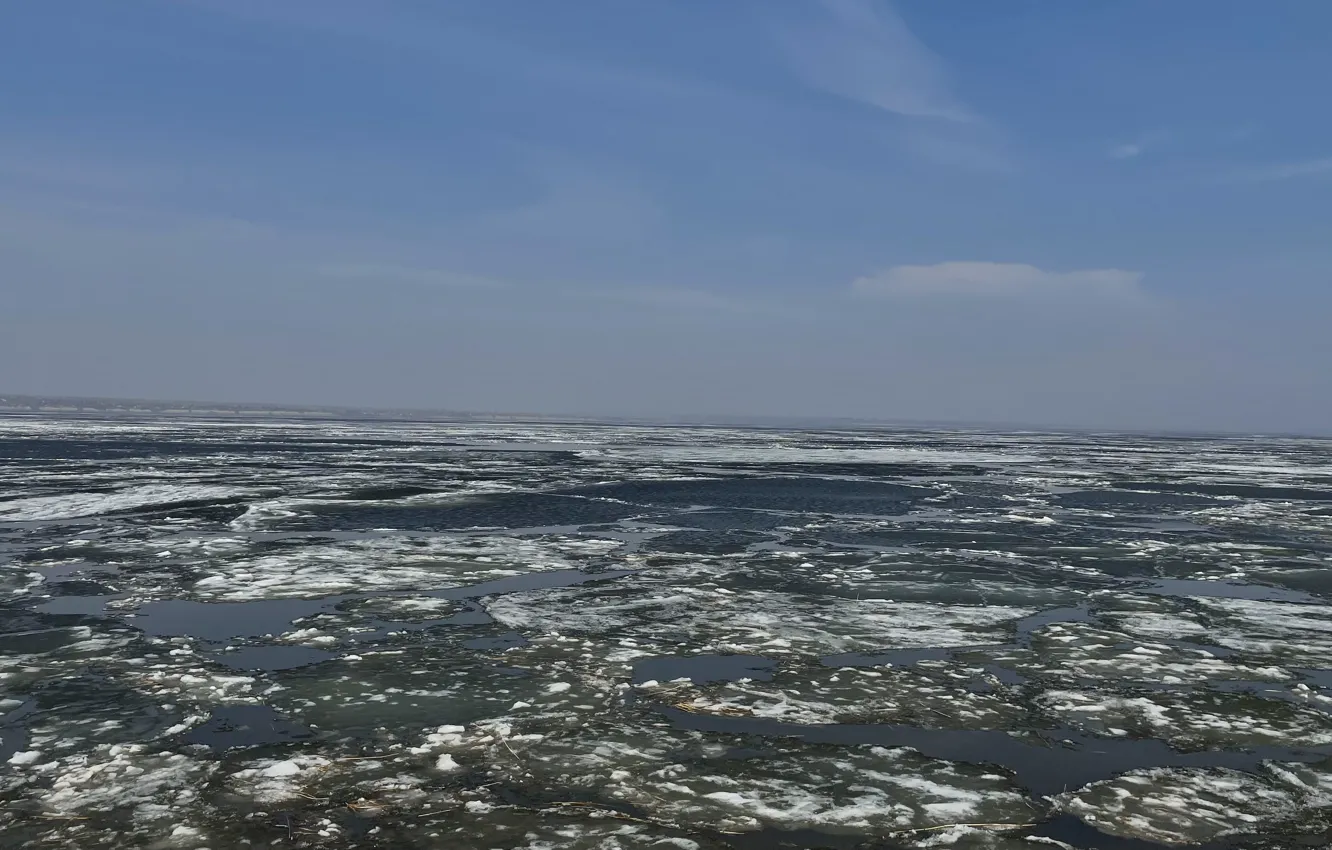 Photo wallpaper ice, river, spring, reservoir, break