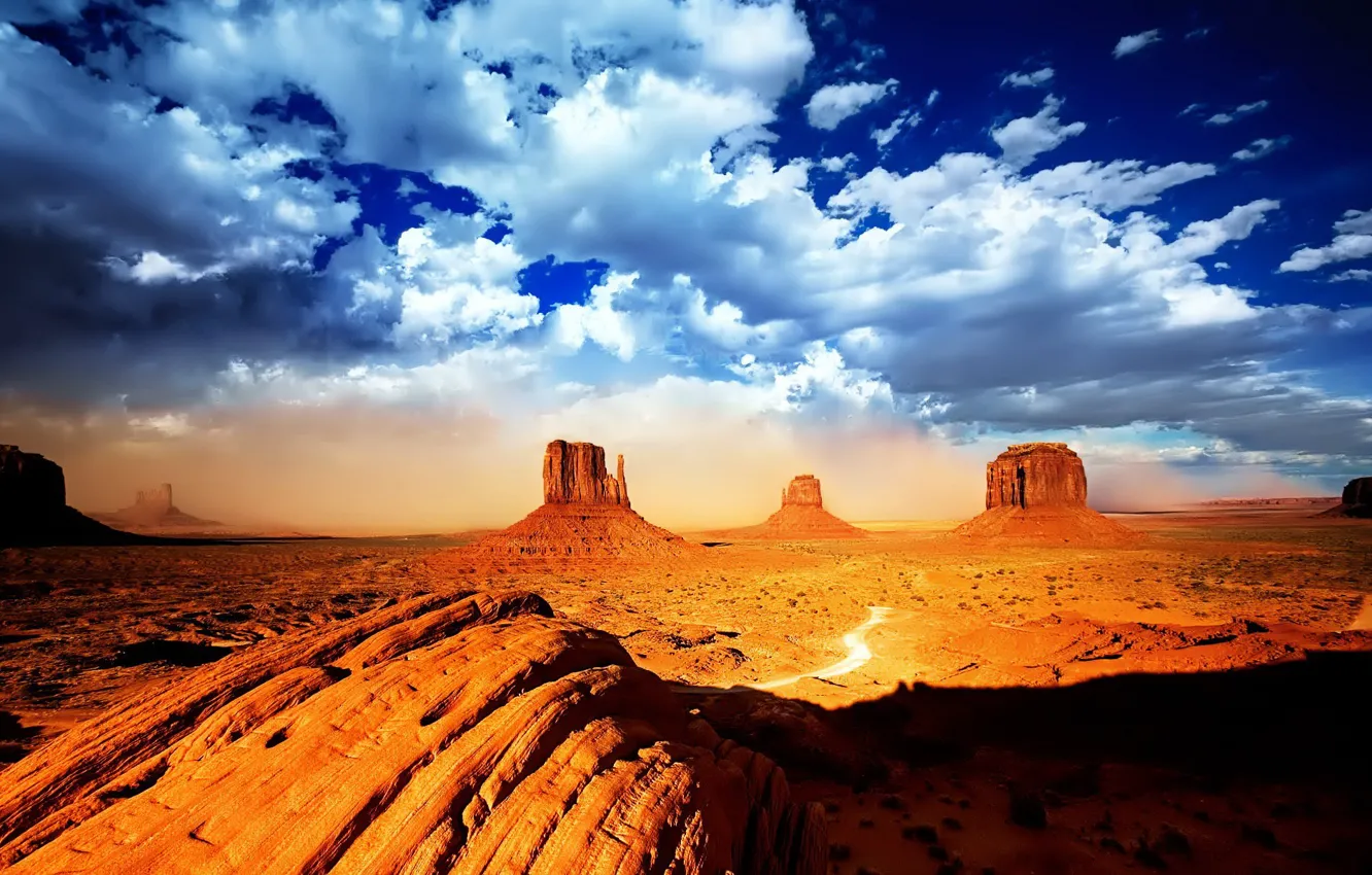 Photo wallpaper rocks, desert, Clouds