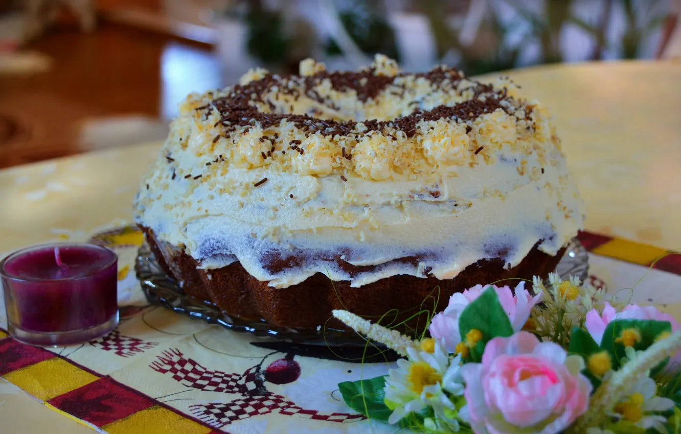 Photo wallpaper candles, sweets, cake, cake