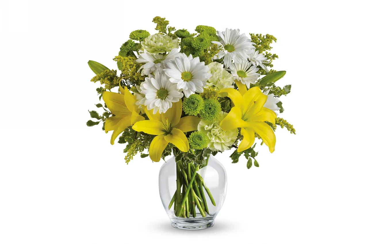 Photo wallpaper Lily, bouquet, vase, chrysanthemum
