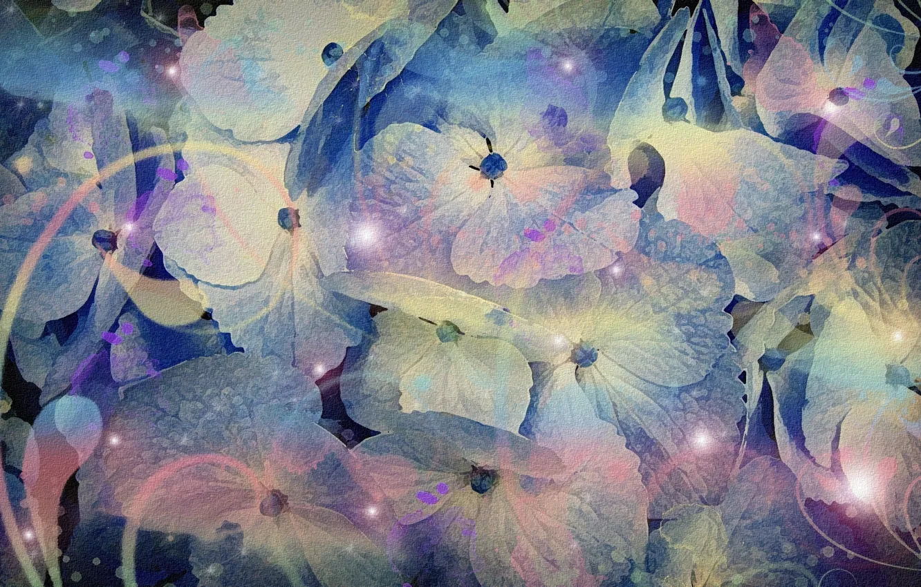 Photo wallpaper abstraction, figure, cardboard, picture, screensaver on your desktop, floral fantasy, acrylic paint, purple shades