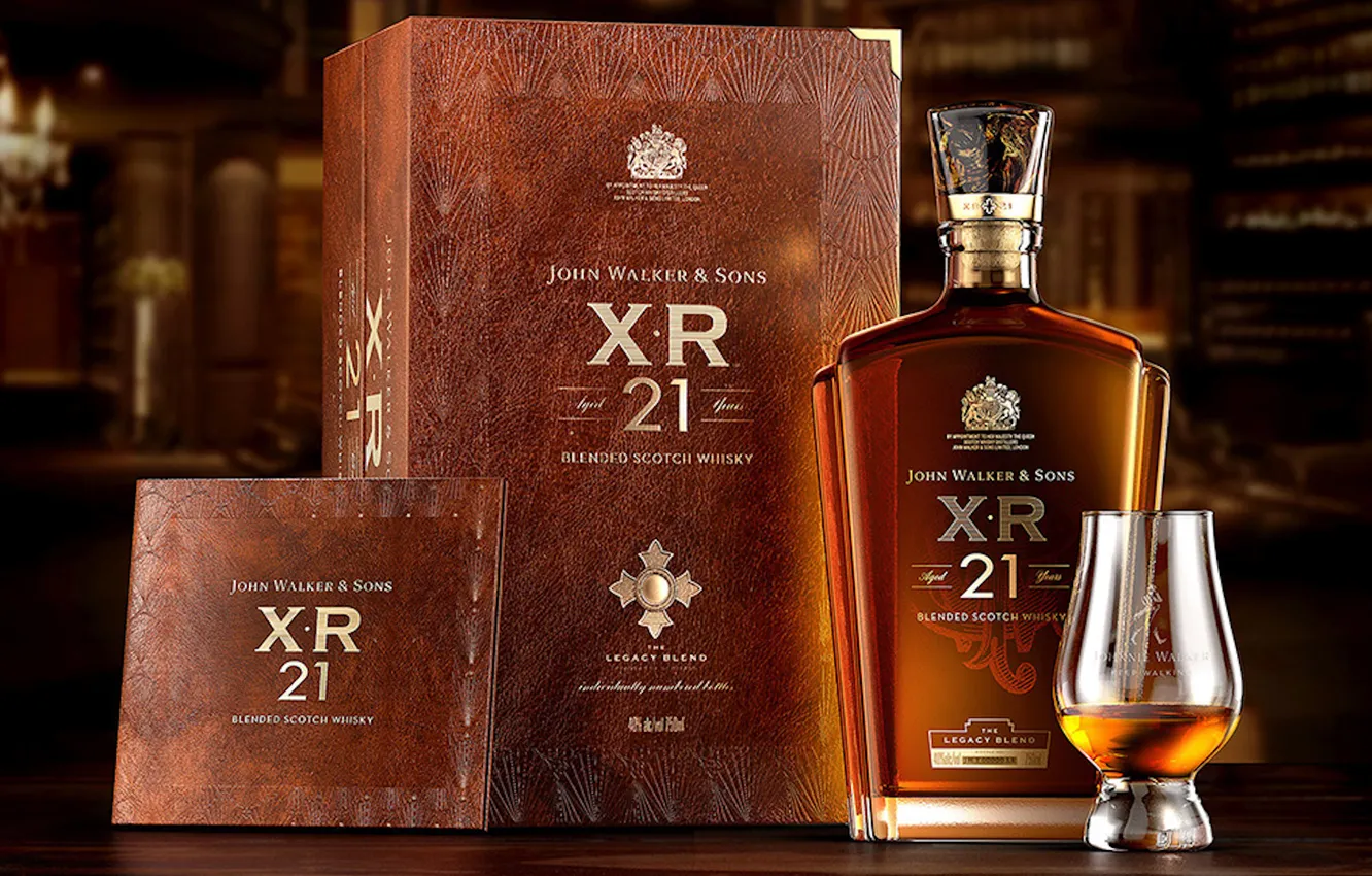 Photo wallpaper box, cognac, bottle, alcohol