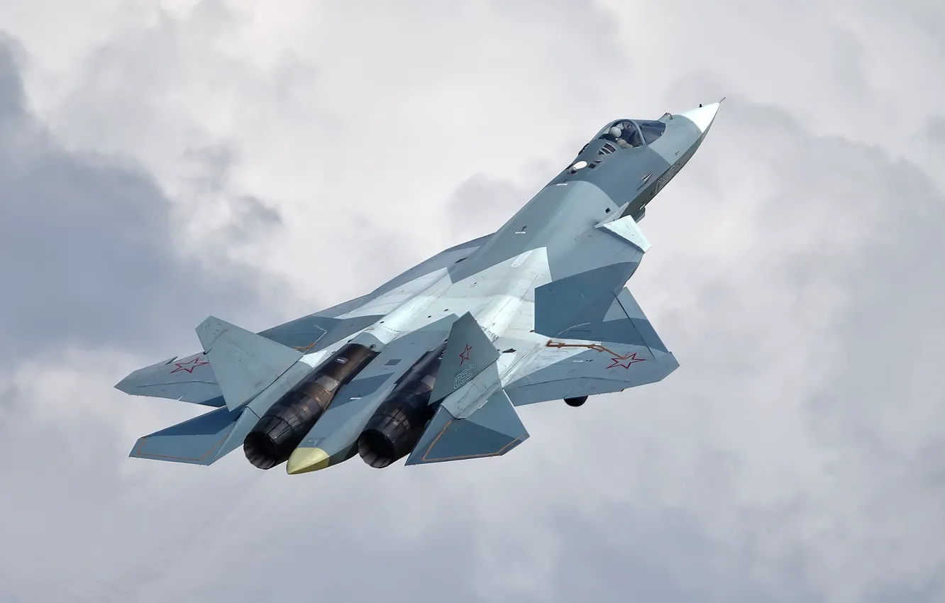 Photo wallpaper military, airplane, aviation, Su-57