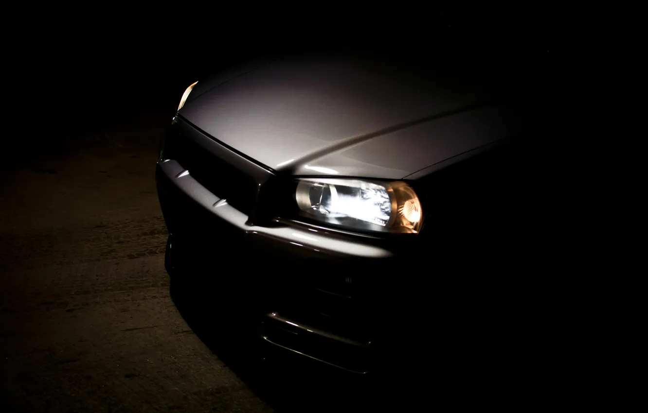 Photo wallpaper the dark background, Nissan, skyline, cars, auto, wallpapers, R34, Wallpaper HD