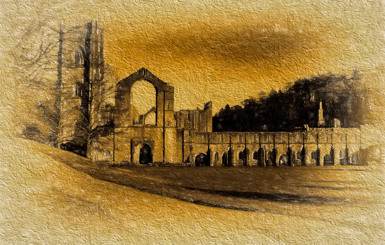 Photo wallpaper the city, background, Fountains-Abbey