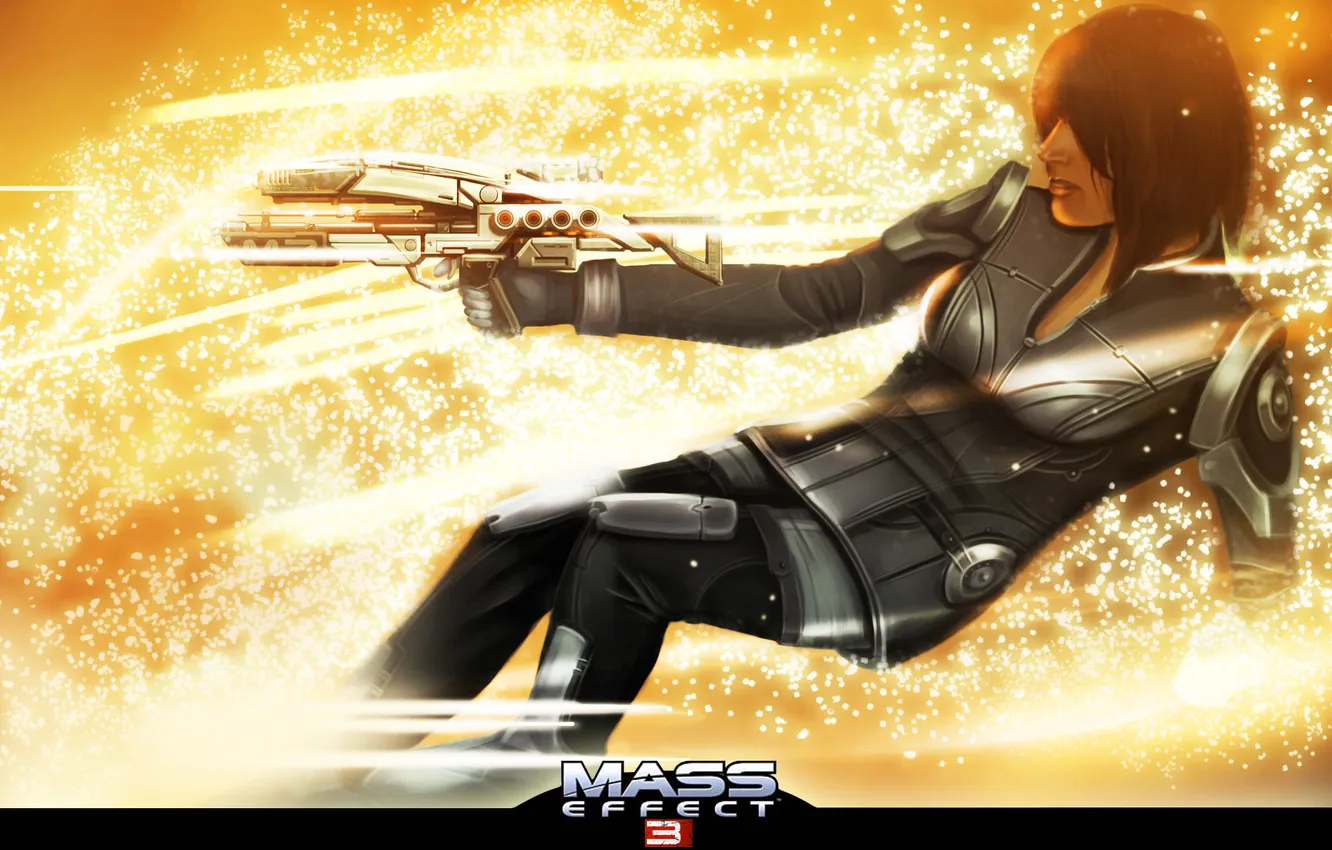 Photo wallpaper girl, weapons, sparks, Ashley, mass effect, lisrel