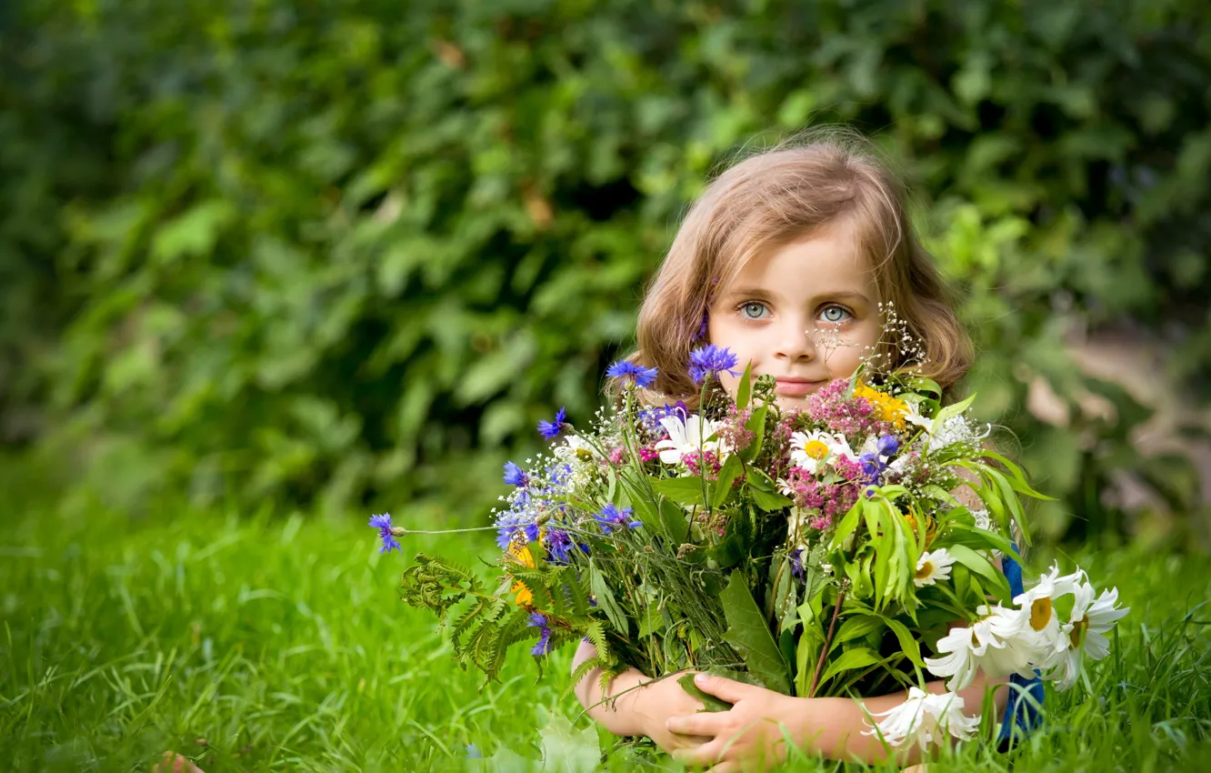 Photo wallpaper summer, flowers, mood, girl