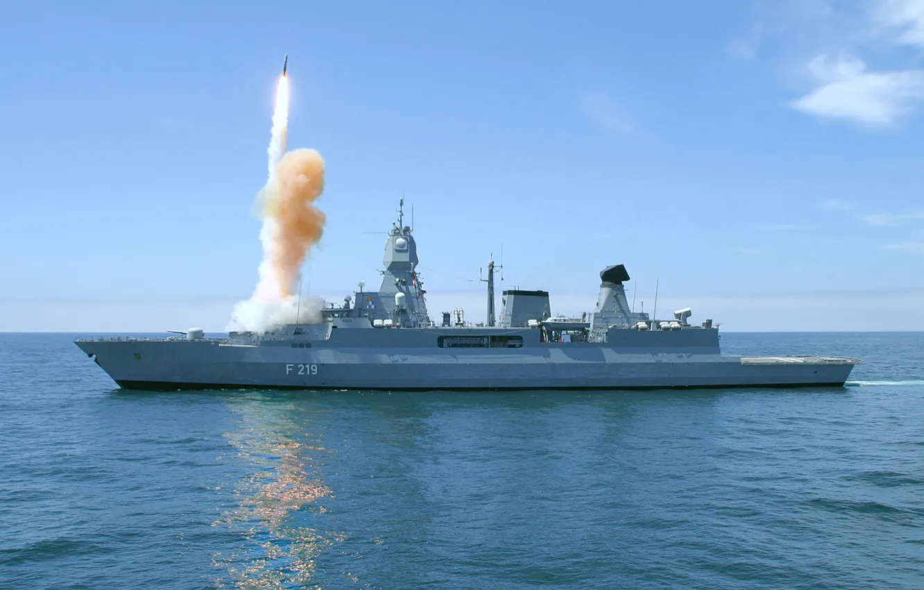 Photo wallpaper frigate, The German Navy, F 219, FGS Saxony