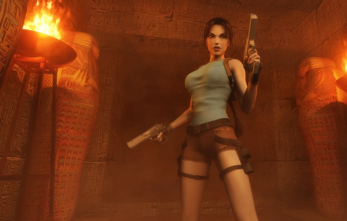 Photo wallpaper Tomb Raider, shorts, Lara Croft, Tomb