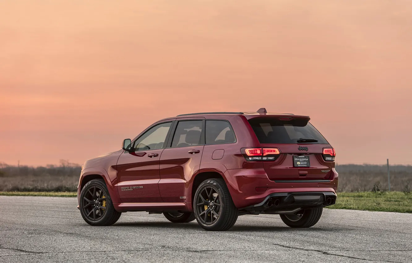 Photo wallpaper sunset, the evening, rear view, 2018, Hennessey, Jeep, Grand Cherokee, Trackhawk