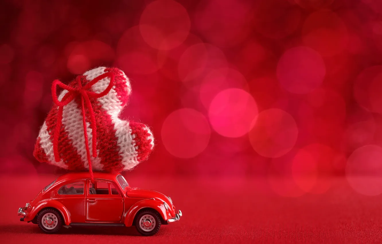 Photo wallpaper red, love, heart, background, romantic, bokeh, valentine's day