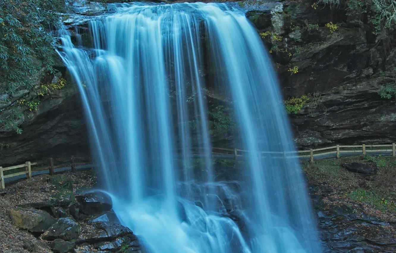 Photo wallpaper waterfall, stream, rocks