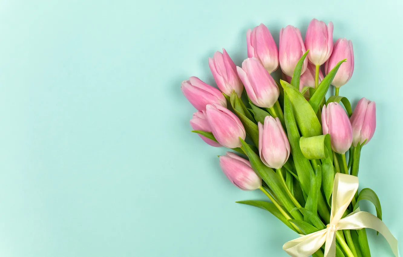 Photo wallpaper flowers, bouquet, tulips, pink, wood, pink, flowers, beautiful