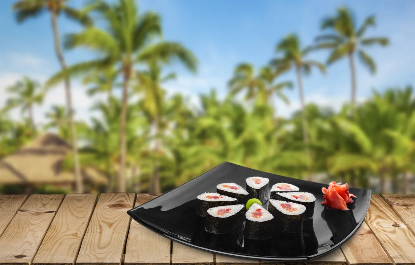 Photo wallpaper sushi, sushi, rolls, japanese, seafood