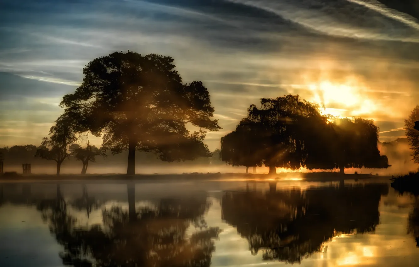 Photo wallpaper nature, lake, morning